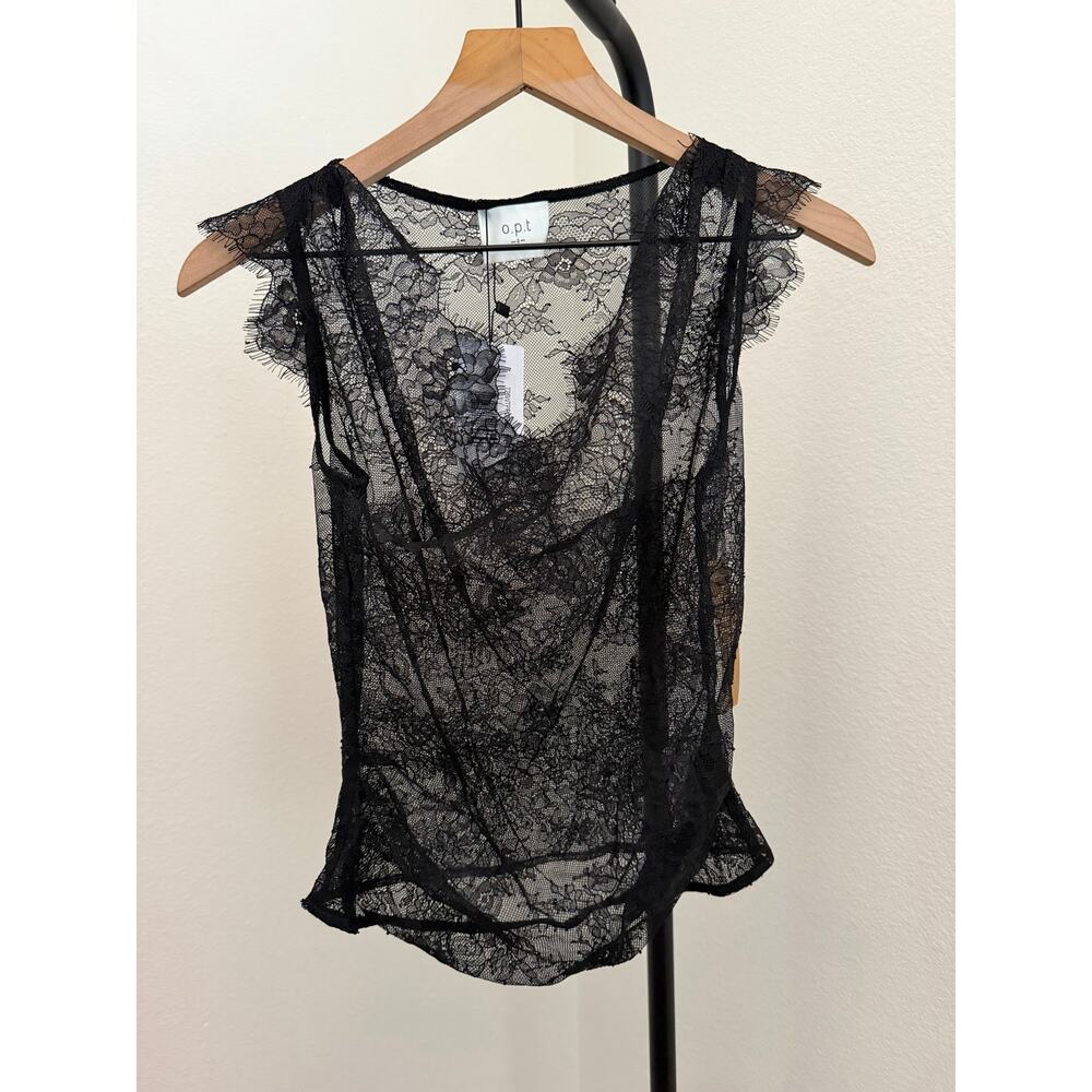 New O.P.T black Clarissa lace top blouse size 0 $147 - Picture 6 of 8